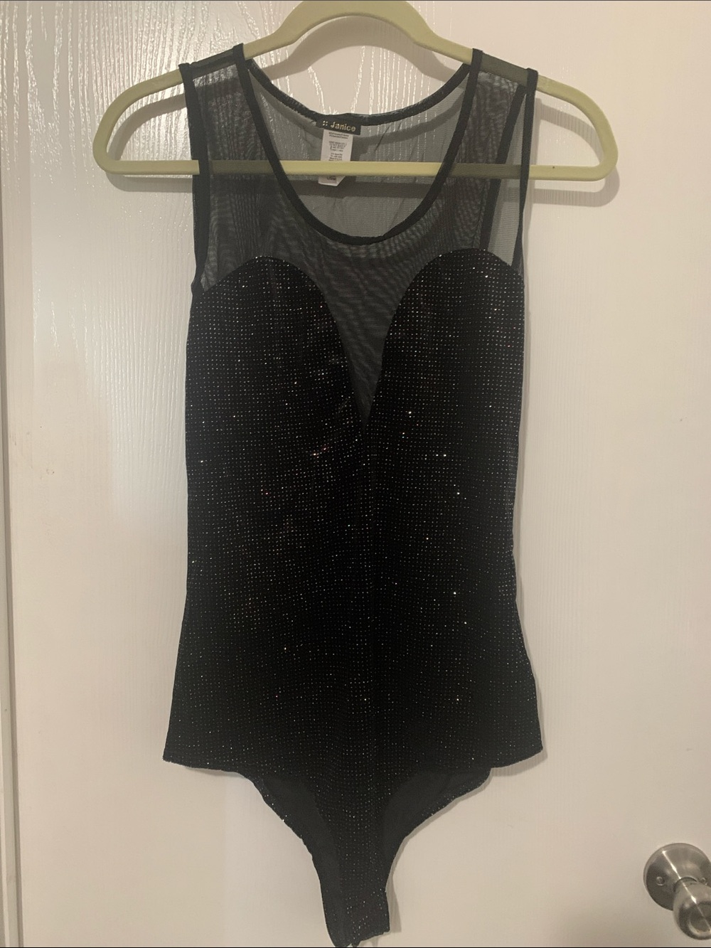 Black Sparkle Mesh Bodysuit Size Large